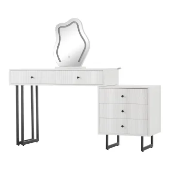 Masa de machiaj cu iluminare LED dimabila, Alb | Aosom Romania imagine