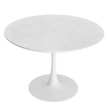 Masa de sufragerie rotunda moderna, Alb | Aosom Romania imagine