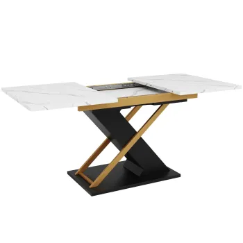 Masa extensibila de dining, Alb+Negru | Aosom Romania imagine