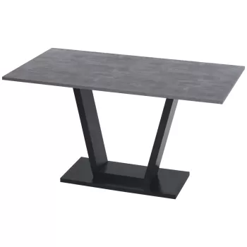 Masa pentru 4-6 persoane, masa pentru camera de zi cu blat cu efect marmura si baza din otel, 140x80x76 cm | AOSOM RO imagine