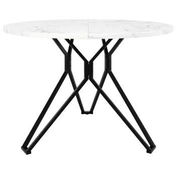 Masa rotunda pentru 4 persoane, blat din MDF, 100x100x76 cm, Alb+Negru imagine