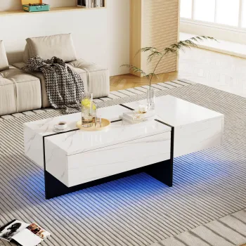 Masuta de alb cafea, Alb | Aosom Romania imagine