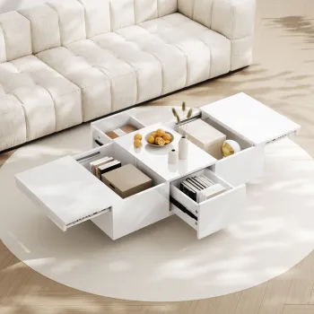 Masuta de cafea alb lucios, Alb | Aosom Romania imagine