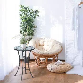 Masuta de Gradina Rotunda din Metal Outsunny cu Blat din Ceramica, Design tip Mozaic, ?35,5x53,5 cm, Albastru imagine