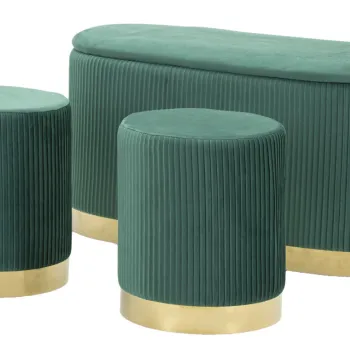 Mauro Ferretti Banca Cu Depozitare Si Taburet Shopy Green Set 3 Bucati Cm 80X37X42-29X33 | Aosom Romania imagine