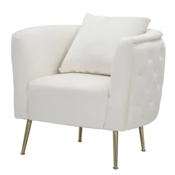 Mauro Ferretti Fotoliu Bucuresti Crema Si Aurii cm 76X74X73 | Aosom Romania imagine