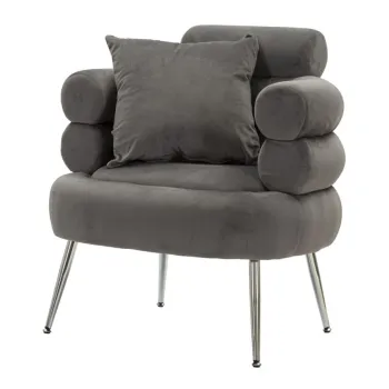 Mauro Ferretti Fotoliu Silvery Plus Cu Perna, Gri, cm 78X68X85 | Aosom Romania imagine