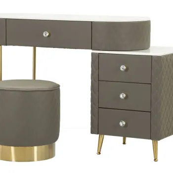 Mauro Ferretti Masa De Camera Cu Taburet Gri cm 120X40X75 (Dimensiune Taburet O36X39) | Aosom Romania imagine