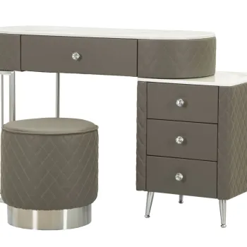 Mauro Ferretti Masa De Camera Gri Cu Taburet cm 120X40X75 (Dimensiune Taburet O36X39) | Aosom Romania imagine