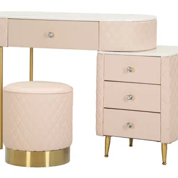 Mauro Ferretti Masa De Camera Roz  Cu Taburet cm 120X40X75 (Dimensiune Taburet O36X39) | Aosom Romania imagine