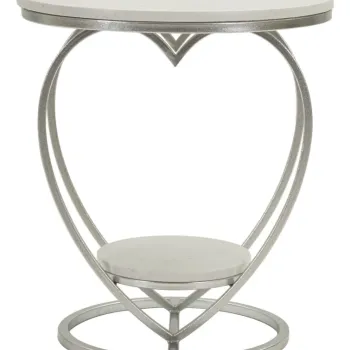 Mauro Ferretti Masuta Inima Argintie, Diametru 40 Cm, Inaltime 45,5 Cm | Aosom Romania imagine