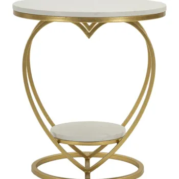 Mauro Ferretti Masuta Inima Aurie, Diametru 40 Cm, Inaltime 45,5 Cm | Aosom Romania imagine