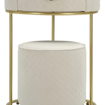 Mauro Ferretti Noptiera Cu Puf, Crem,  Cm O 52X70 - O 36X37 | Aosom Romania imagine