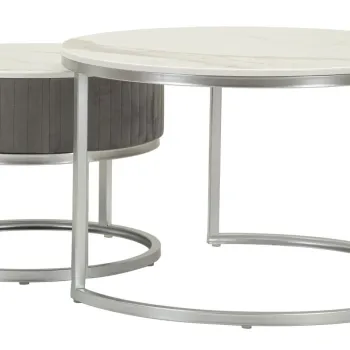 Mauro Ferretti Set De 2 Masute De Cafea Grays  Cm O 70X45-50X38 | Aosom Romania imagine