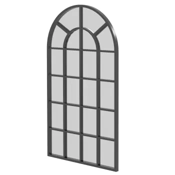 Oglinda arcuita HOMCOM pentru casa si birou cu suport de perete din sticla groasa si metal, 62x2,5x110 cm, de culoare negru imagine