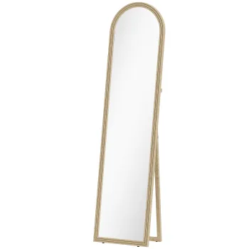 Oglinda HOMCOM de Podea si de Perete cu Suport, efect de Piatra, 40x160cm, Bej. | Aosom Romania imagine