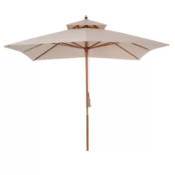 Outsunnt Umbrela de Soare de Gradina Acoperis Dublu , Bambu si Poliester,Crema, 3x3m | Aosom Ro imagine
