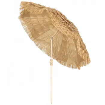 Outsunny 150 cm Umbrela Hula cu acoperis din paie Tiki pentru plaja si gradina, cu ancora pentru nisip, inaltime reglabila si functie de inclinare, umbrela de soare cu acoperis din paie | Aosom Romania imagine