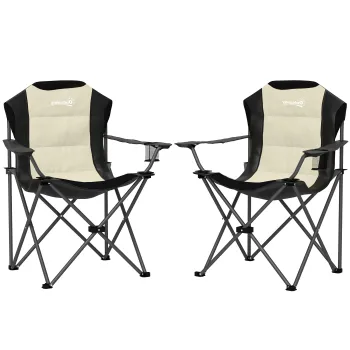 Outsunny 2 Scaune Camping PliaBile Alb-Crem | Aosom Romania imagine