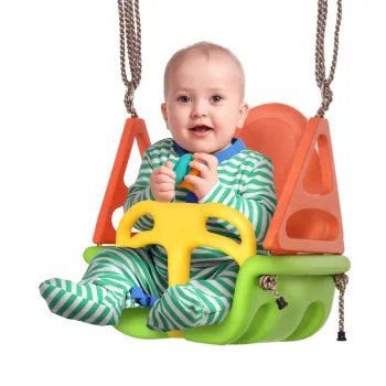 Outsunny 3-in-1 Leagan pentru Copii, Centura de Siguranta, Sfori Reglabile, pentru Interior si Exterior, verde, 48 x 34 x 180 cm | Aosom Romania imagine