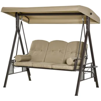 Outsunny 3-sits Hollywoodschaukel pentru gradina cu acoperis si perne confortabile | Aosom Romania imagine