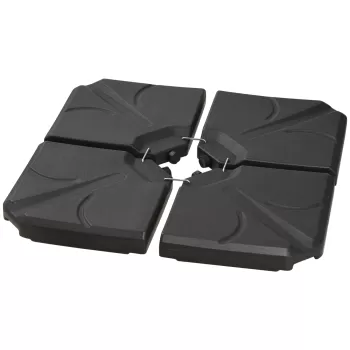 Outsunny 4 bucati baza de umbrela din plastic HDPE, umpluta cu apa si nisip pana la 18 kg, 103x103x8,3 cm, negru | AOSOM RO imagine