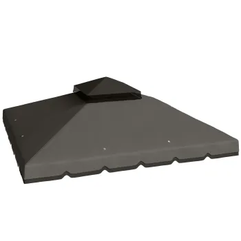 Outsunny Acoperis de Rezerva pentru Pavilion 3x3 m de Gradina, Husa pentru Pavilion cu Doua Nivele Rezistenta la Apa din Tesatura 180g/m^2 Anti-UV 30+ cu 8 Orificii de Drenaj, Gri | Aosom Romania imagine