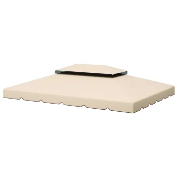 Outsunny Acoperis de Schimb pentru Foisor 4x3 m cu 2 Niveluri pentru Gradina, Copertina Rezistenta la Apa din Poliester 170g/m^2 cu 8 Gauri de Drenaj, Crem | Aosom Romania imagine