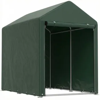 Outsunny Adapost de gradina pentru biciclete 1,2x1,8x1,65 m cu 2 compartimente usa cu fermoar impermeabil anti-UV verde | Aosom Romania imagine