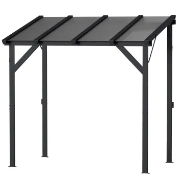 Outsunny Adapost pentru Gratar, Tonela de Gradina 244 x 150 x 244 cm cu Acoperis din Policarbonat si Cadru din Aluminiu, gri inchis | Aosom Romania imagine
