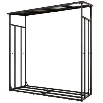 Outsunny Adapost pentru lemne suport exterior sarcina maxima 2000 kg cu husa de protectie impermeabila 185 x 62 x 184 cm negru | Aosom Romania imagine