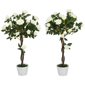 Outsunny Arbore artificial, planta artificiala in ghiveci de ciment, planta artificiala | Aosom Romania imagine
