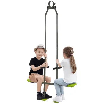 Outsunny Balansoar accesoriu fata in fata pentru copii din otel si plastic pentru balansoar, 3-6 ani 97,5 x 23 x 170 cm verde | Aosom Romania imagine