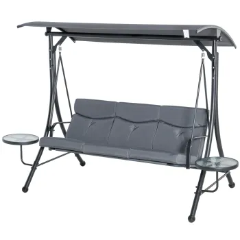 Outsunny Balansoar cu 3 scaune de gradina sau balcon cu acoperis si 2 mese de cafea imagine