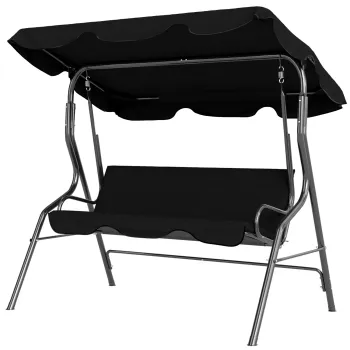 Outsunny Balansoar de Gradina 3 Locuri cu Acoperis Reglabil si Perne Moi din Poliester, Capacitate 240 kg, 170x110x153 cm, Negru | Aosom Romania imagine