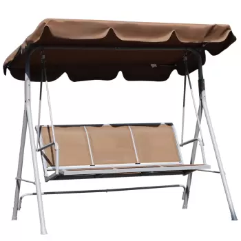 Outsunny Balansoar de Gradina 3 Locuri Schelet in Metal Maro 170 x 112 x 153 cm | Aosom Ro imagine