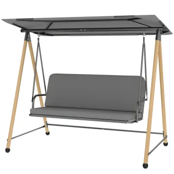 Outsunny Balansoar de Gradina cu 3 Locuri, cu Copertina Reglabila Impermeabila si Perna Detasabila, Capacitate Maxima 360 kg, 208 x 125 x 180 cm, Gri | Aosom Romania imagine