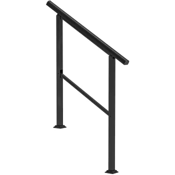 Outsunny Balustrada pentru 2-3 trepte, 94cm, mana curenta reglabila pentru exterior si interior, metal, Negru | Aosom Romania imagine