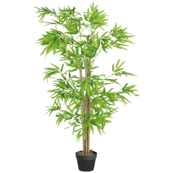 Outsunny Bambus artificial 1,20 inaltime m realist de Bambus cu Tulpini Reale - Ghiveci inclus Negru Verde | Aosom Romania imagine