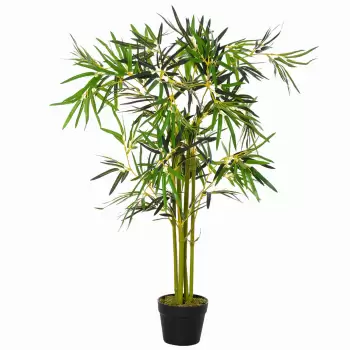 Outsunny Bambus Artificial in Ghiveci, Planta Artificiala Decoratiune pentru Interior si Exterior, Inaltime 120cm, Verde imagine