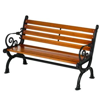 Outsunny Banca de Exterior cu Cadru din Aluminiu, Scaun cu Doua Locuri cu Cotiera Curbata, Sezut si Spatar din Lemn, 120x64x79 cm, Tec | Aosom Romania imagine