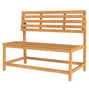 Outsunny Banca de gradina 2 locuri din lemn, rezistenta la intemperii, sezut rezistent la UV, spatare convertibile 110x61x89cm, Teak | Aosom Romania imagine