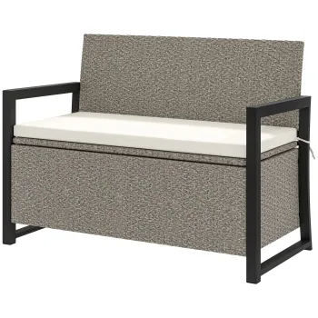 Outsunny Banca de Gradina cu Spatiu de Depozitare, 117x60x86 cm, Alb Crem | Aosom Romania imagine