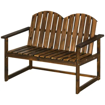 Outsunny Banca de gradina pentru 2 persoane, design rustic, lemn de pin, 114x63x86 cm | Aosom Romania imagine