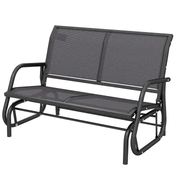 Outsunny Banca Tip Leagan 2 Locuri din Metal, Negru, 123x70x87 cm | Aosom Romania imagine