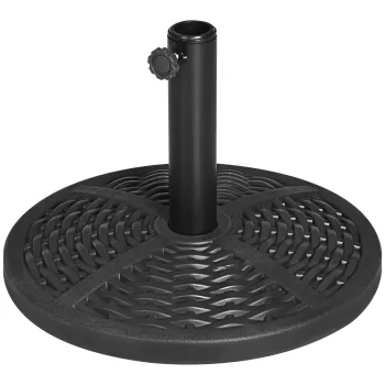 Outsunny Baza de umbrela de gradina rotunda cu efect de ratan o45cm, baza cu greutate de 9,5 kg, negru | AOSOM RO imagine