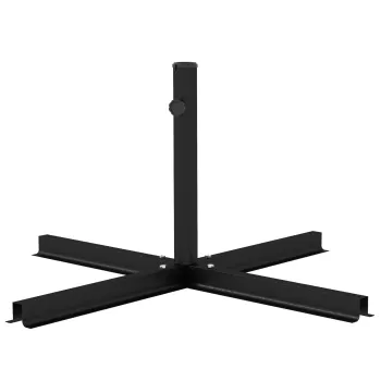 Outsunny Baza in Cruce pentru Umbrela cu Stalpi de O38/48 mm si Surub Lateral, 100x100x75 cm, Negru | Aosom Romania imagine