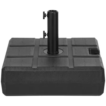 Outsunny Baza patrata 40kg pentru umbrela de soare cu efect de lemn, Suport rezistent din plastic pentru umbrela 32mm, 38mm, 48mm, Suport care poate fi umplut, Negru imagine
