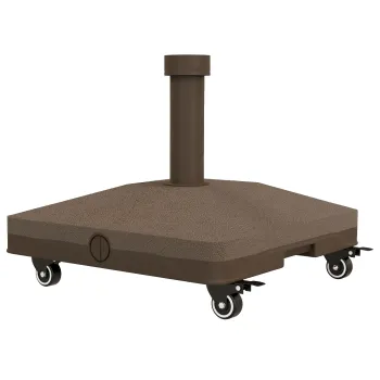Outsunny Baza pentru Umbrela cu 4 Roti si Frane, 45x45x39 cm, Maro | Aosom Romania imagine