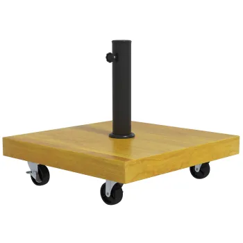 Outsunny Baza pentru Umbrela cu Bara de 34/38/48mm din Metal si Ciment cu Roti cu Frana, 45x45x36.5 cm, Galben | Aosom Romania imagine